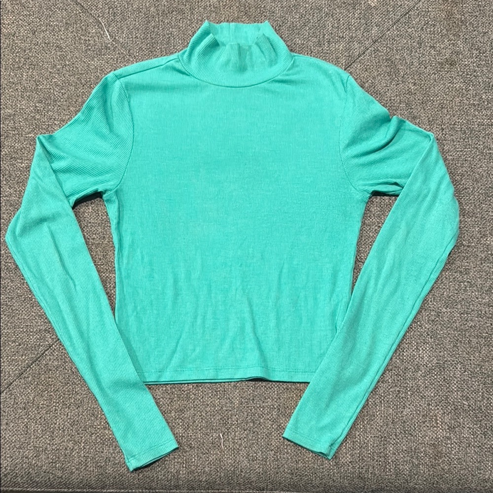 Teal Long Sleeve Turtleneck Top
